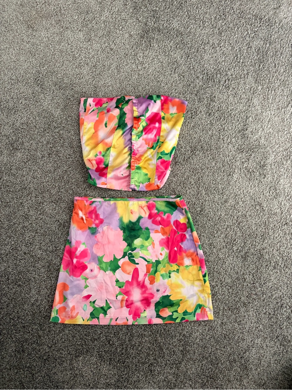 Princess Polly Multicolor Floral Skirt Set - Pink Green Yellow Purple